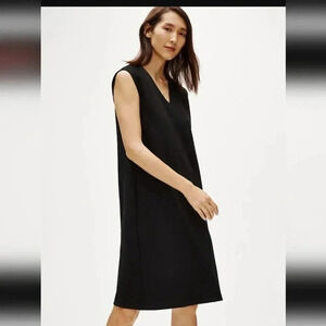 Eileen Fisher Flex Tencel Ponte V-Neck Dress Shaped Fit